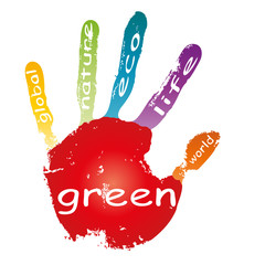 High resolution conceptual hand print isolated with text