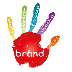 High resolution conceptual hand print isolated with text