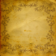 Conceptual brown old paper frame background