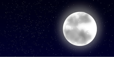 Picture of full moon over the starry night
