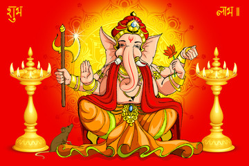 vector illustration of Lord Ganesha for Deepawali