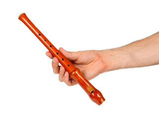 Wooden recorder (block flute) isolated