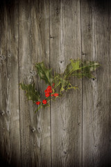 Old wooden background with christmas inducement paint