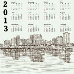 hand-drawn cityscape 2013 calendar