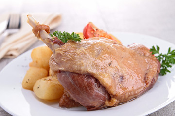 grilled duck and vegetables