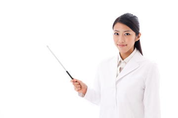 a young asian doctor on white background