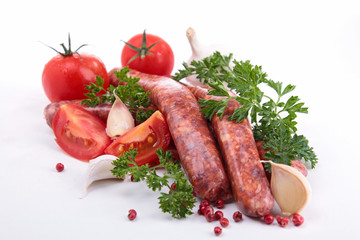 raw sausage and ingredient