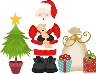 Santa Claus gift bag and pine