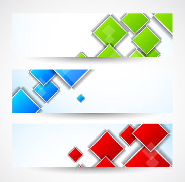 Set of banners with squares