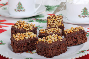 Fototapeta na wymiar Plate of Christmas Brownies