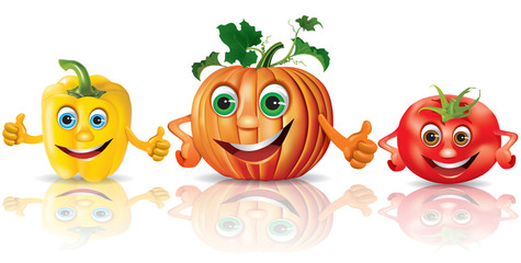 Funny vegetables_paprika, pumpkin, tomato