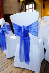 Blue ribbon chair cover