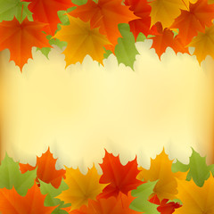 Naklejka na ściany i meble Abstract golden autumn frame from maple leaves