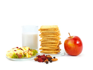 Healthy breakfast, isolated on white.