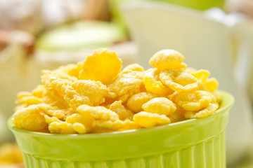 Breakfast. Cornflakes with milk.
