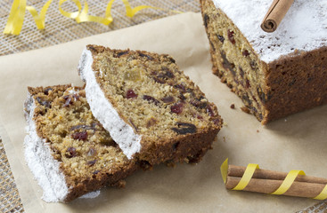 Christmas cake, sliced