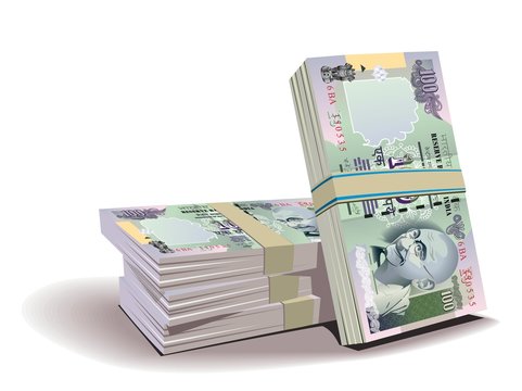 indian rupy banknotes vector illustration