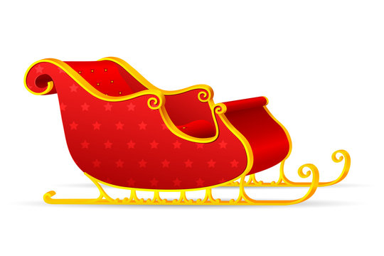 vector illiustration of santa's slegde against white