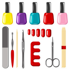 Colorful manicure vector set