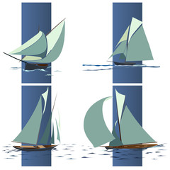 Obraz premium Simple vector group of ship with sails.