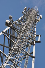 Telecommunication tower with steel ladder