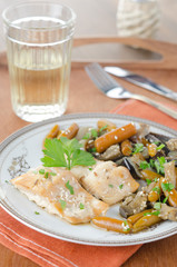 cod in beer marinade with vegetables