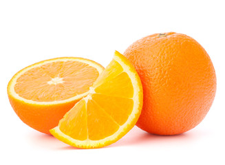 Whole orange fruit and his segments or cantles