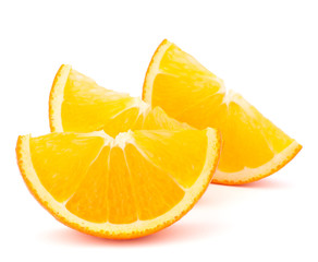 Three orange fruit segments or cantles