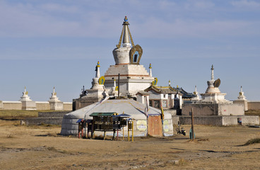 Yurta en el Templo budista, Erdene Zum Monastery. Mongolia