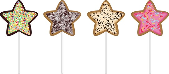 Christmas star cookies - obrazy, fototapety, plakaty