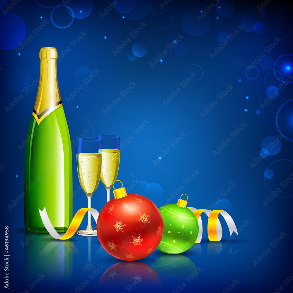 Poster champagne glass for christmas celebration