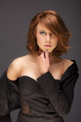 Beauty studio portrait of sensual young woman