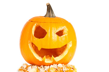 Halloween pumpkin on a white background.