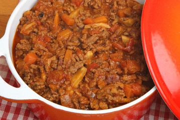 Bolognese Sauce in Casserole Dish