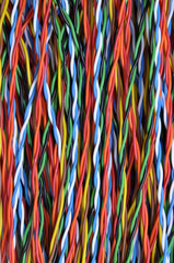 Telecommunication cables colorful, abstract network connections