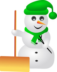 Schneemann mit Schneeschaufel