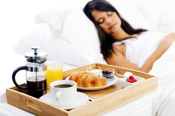 Obraz na płótnie Canvas śniadanie w łóżku usługi