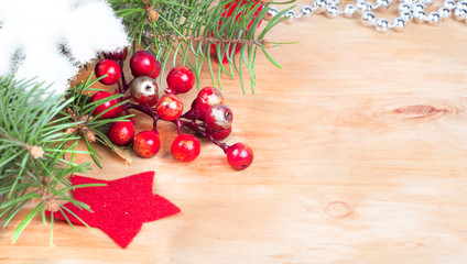 Christmas decoration with wooden background