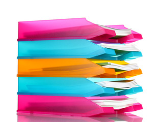 bright trays for papers isolated on white