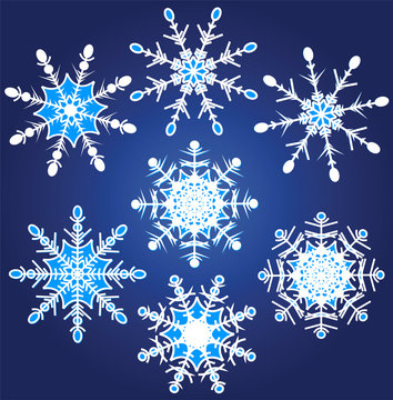 Vector illustration set of beautiful various snowflakes