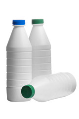 bottle of milk with a caps colored isolated on white background