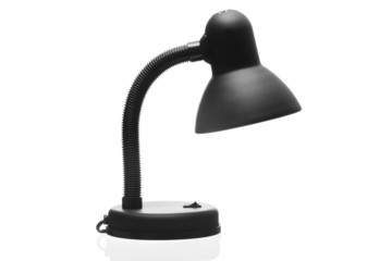 metalic black table lamp isolated on white background
