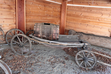 Wooden cart under the wooden awning