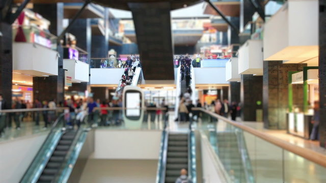 abstract time lapse people in the mall, de focus shoot