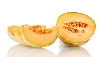cut melon isolated on white