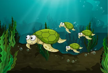 Cercles muraux Sous-marin tortues