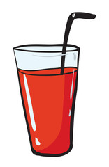 a glass and a straw