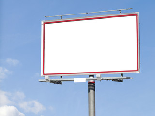 Blank white billboard on blue sky for your advertisement