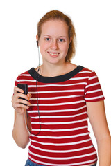 Girl with mp3 player