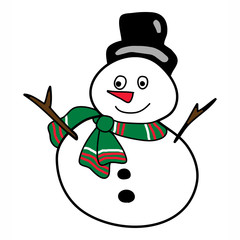 cartoon snowman hand drawn
